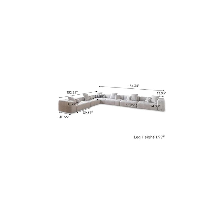 WJShome Oversized Sectional Couches for Living Room,183" V Shaped Couch, 6-Seater Cloud Modular Sectional Sofa, Linen Deep Seat Cloud Couches for Living Room,White