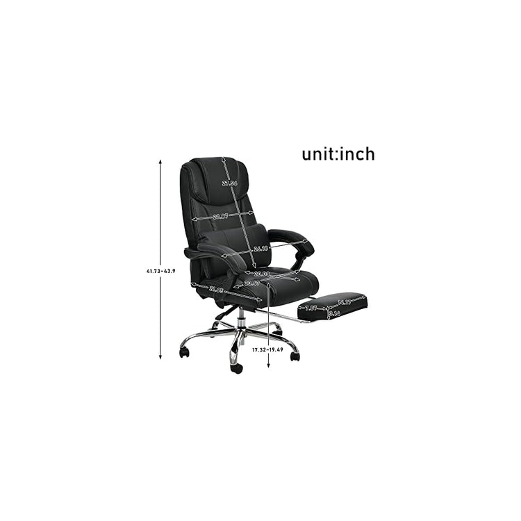 Generic Office Chair PU Leather,Double Padded,Support Cushion and Footrest, Black
