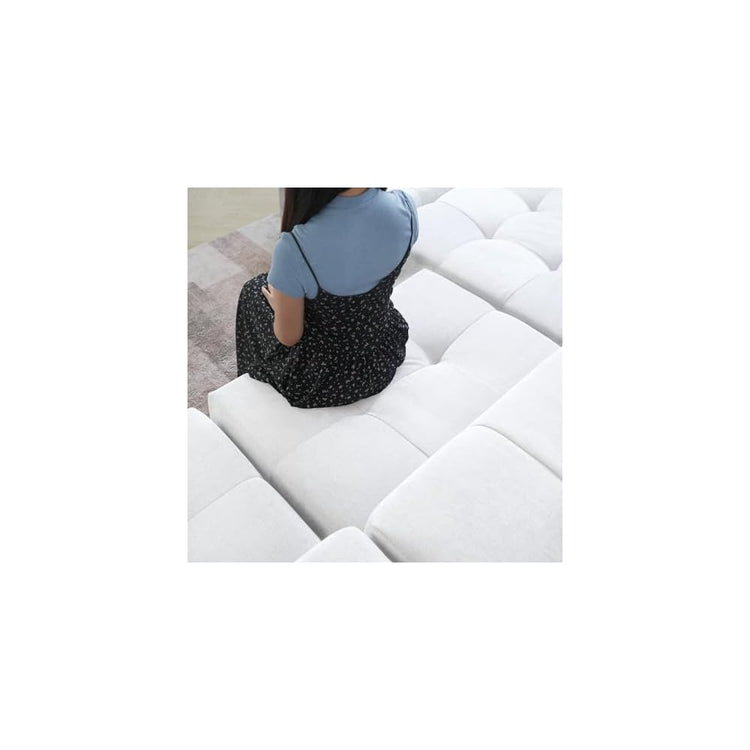 WJShome Oversized Sectional Couches for Living Room,183" V Shaped Couch, 6-Seater Cloud Modular Sectional Sofa, Linen Deep Seat Cloud Couches for Living Room,White