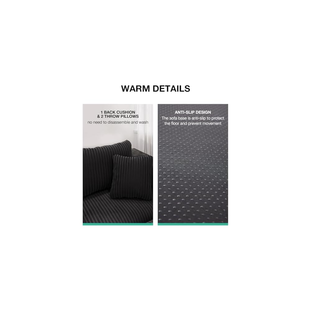 Novilla Oversized Chaise Lounge Indoor, Corduroy Cloud Couch Boneless Chaise Lounge Chair Indoor Deep Seat Reading Chair,Boneless Couches for Living Room, No Assembly Required, Black