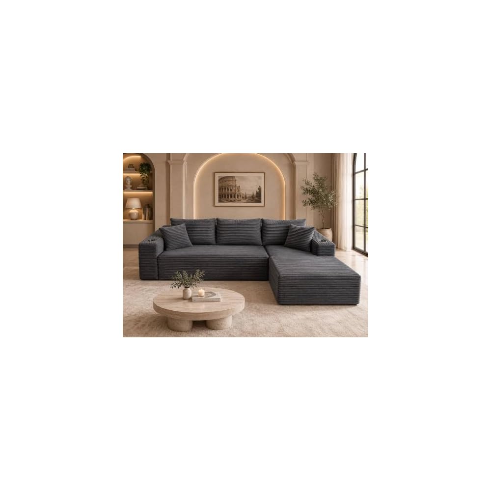 Cloud Sectional Boneless Couches for Living Room with 2 Cup Holders