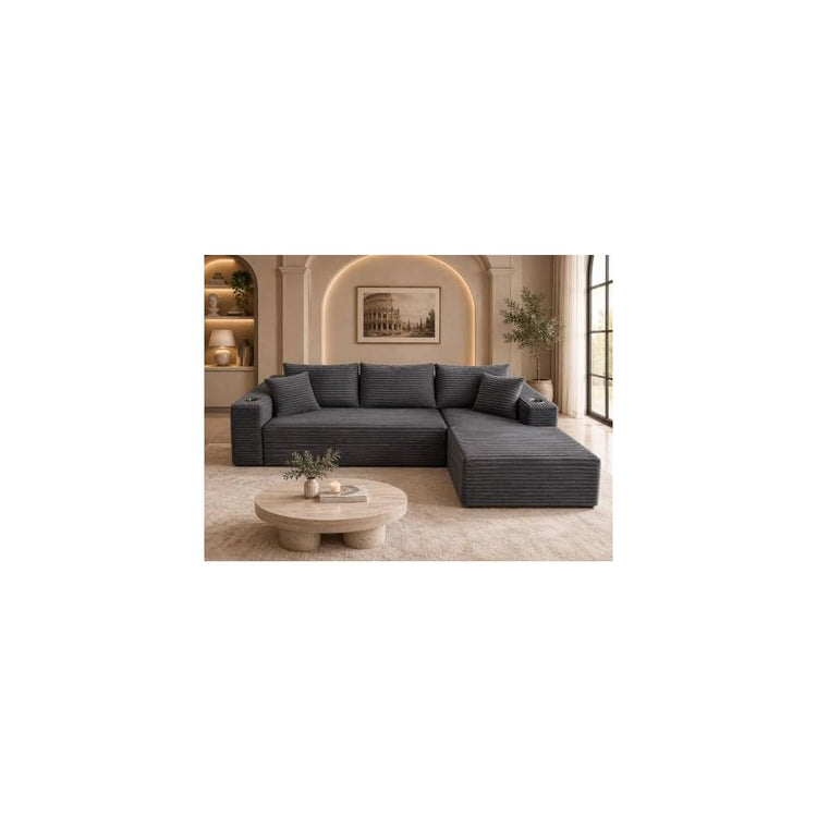 Cloud Sectional Boneless Couches for Living Room with 2 Cup Holders