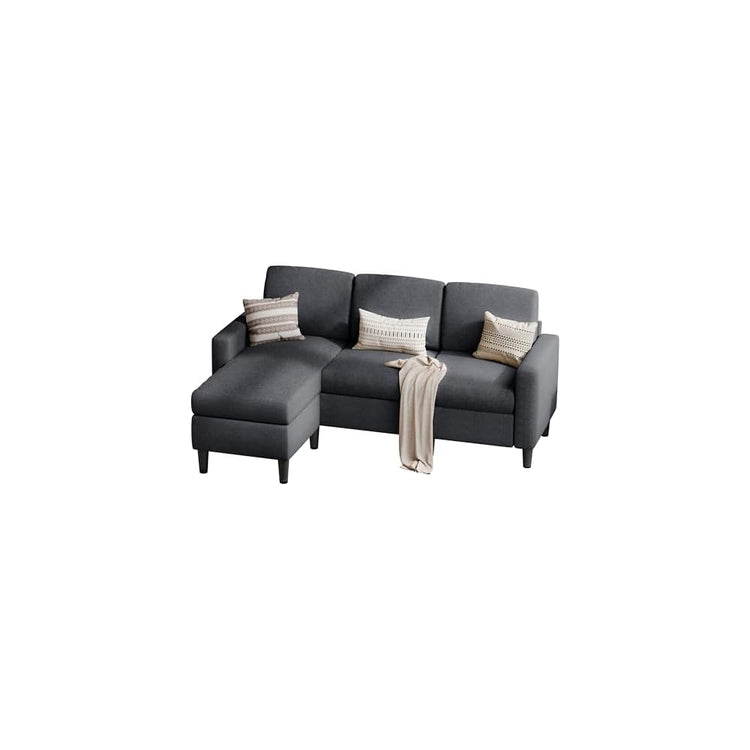 SUNLEI 73.6" Modular Sectional Sofa, Comfy Cloud Couch with Movable Ottoman Deep Seat L Shaped Modular Sofa, Sectional Couches for Living Room and Apartment, Black