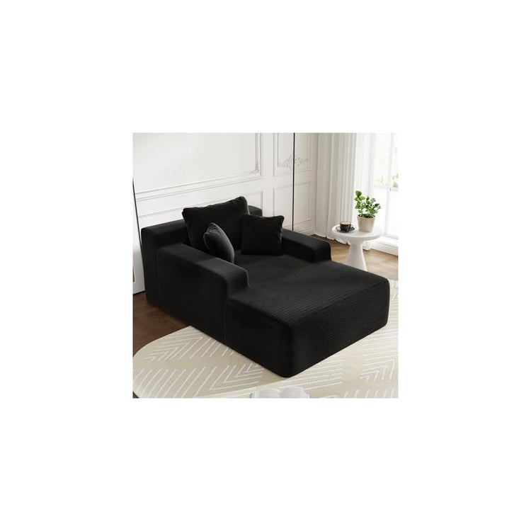 Novilla Oversized Chaise Lounge Indoor, Corduroy Cloud Couch Boneless Chaise Lounge Chair Indoor Deep Seat Reading Chair,Boneless Couches for Living Room, No Assembly Required, Black