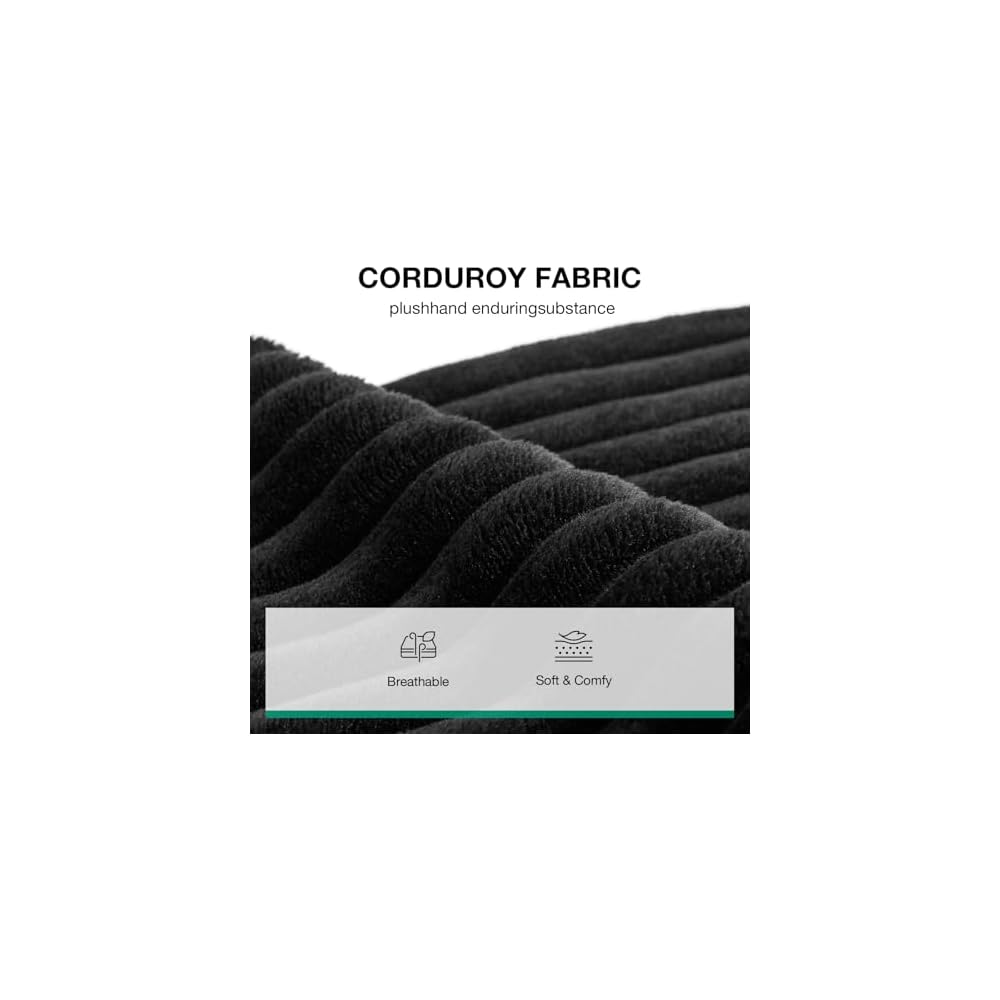 Novilla Oversized Chaise Lounge Indoor, Corduroy Cloud Couch Boneless Chaise Lounge Chair Indoor Deep Seat Reading Chair,Boneless Couches for Living Room, No Assembly Required, Black