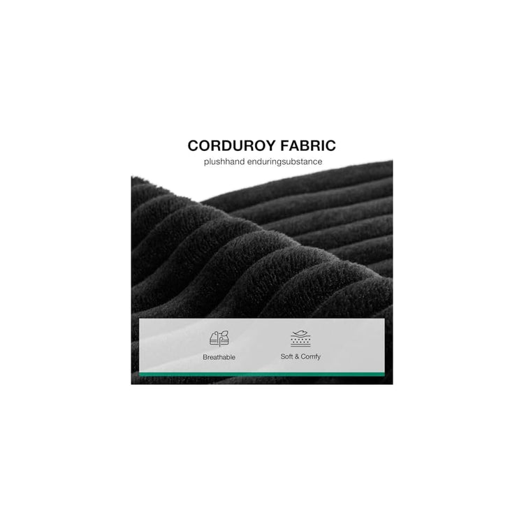 Novilla Oversized Chaise Lounge Indoor, Corduroy Cloud Couch Boneless Chaise Lounge Chair Indoor Deep Seat Reading Chair,Boneless Couches for Living Room, No Assembly Required, Black