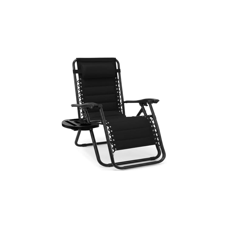 Best Choice Products Padded Zero Gravity Chair with Side Tray, Adjustable Headrest, Folding Outdoor Recliner, Weather-Resistant Oxford Fabric, Supports 350 lbs - Peacock Blue