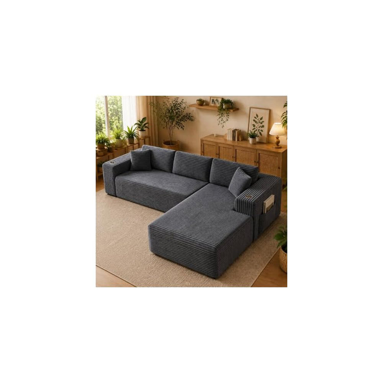 Cloud Sectional Boneless Couches for Living Room with 2 Cup Holders