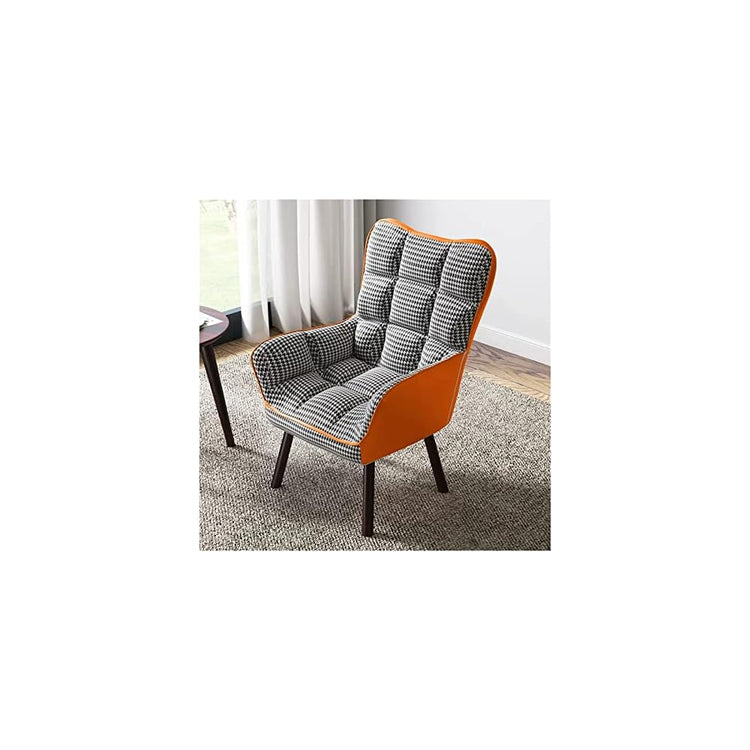Modern Velvet Tub Chair with High Back Solid Wood Legs Upholstered Reading Chair for Living Room Stylish Armchair in ge Comfortable Seating for Home Decor