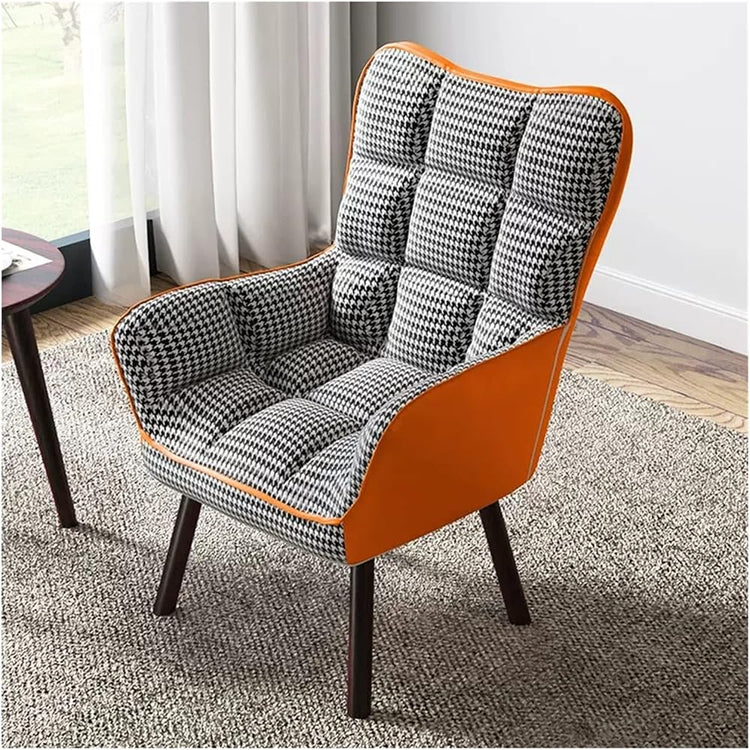 Modern Velvet Tub Chair with High Back Solid Wood Legs Upholstered Reading Chair for Living Room Stylish Armchair in ge Comfortable Seating for Home Decor